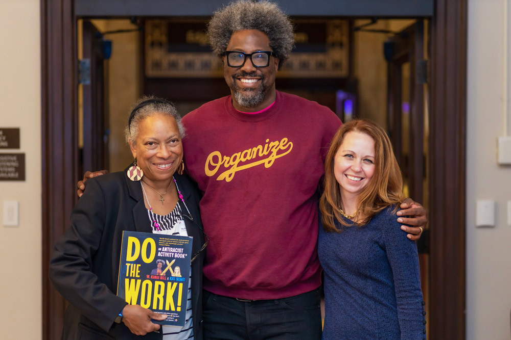 Pratt Society reception with President and CEO Heidi Daniel, board chair Mychelle Farmer, and W. Kamau Bell