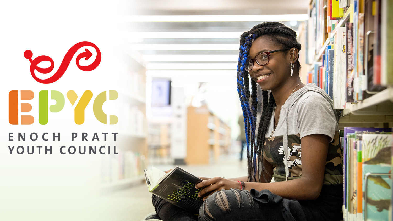 teen library volunteer - EPYC logo - Enoch Pratt Youth Council