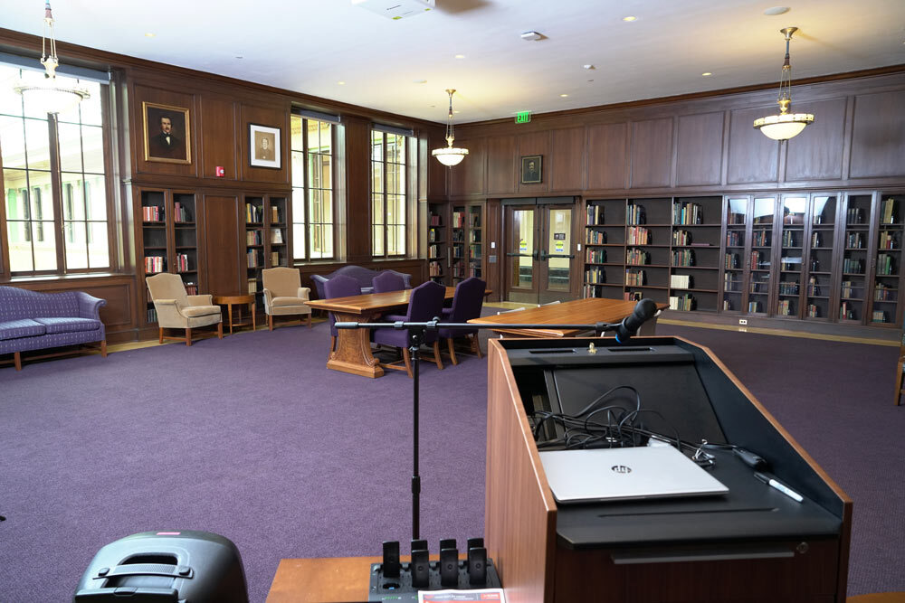 Poe Room at the Central Library - view from the speaker's podium and microphone