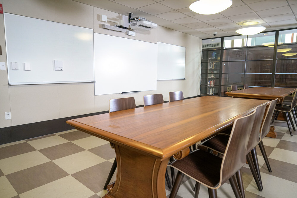 meeting room 1802 at the Central Library - tables, chairs, and whiteboards