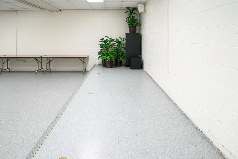 Hamilton meeting room - stage rider and walls with plants in the corner