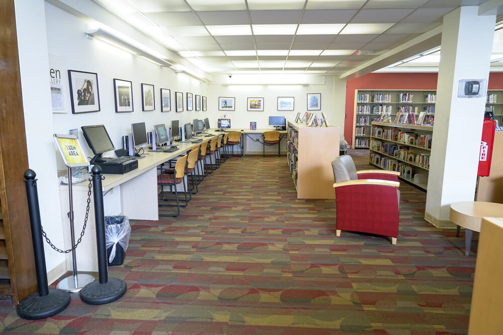 Reisterstown Road Teen area with computers and the teen art gallery